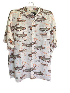 Raised By Coyotes Mens 2XL Fishing Button-Up Shirt "Its Always Catfish Season"
